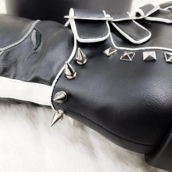 Demonia Concord RAre Platform Studded Black Rose Shaft Knee Boots Goth Punk - Picture 9 of 16